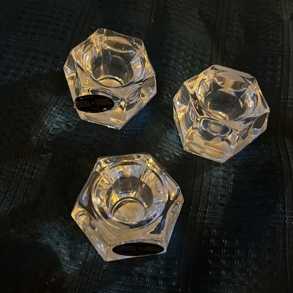 Crystal Candle Holders 6-sided for tapered candles - set of 3 - Made in the USA - Picture 1 of 10